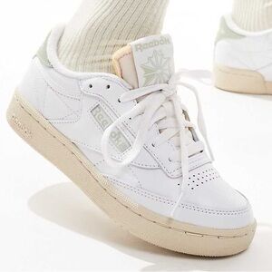 Reebok Club C Vintage White Sage Green Leather Sneakers